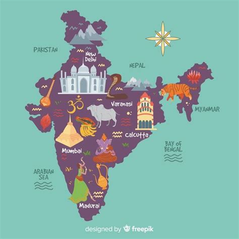 Hand Drawn Map Of India | Hand drawn map, India map, How to draw hands