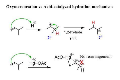 Oxymercuration vs acid-catalyzed hydration mechanism | Chemistry, Organic chemistry reactions ...