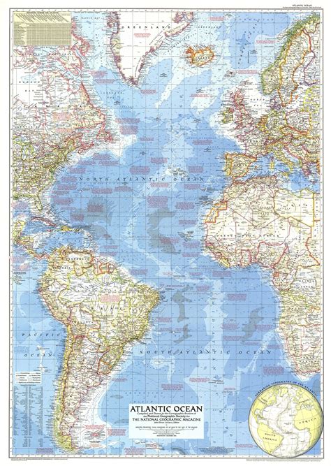 Atlantic Ocean 1955 Wall Map by National Geographic - MapSales