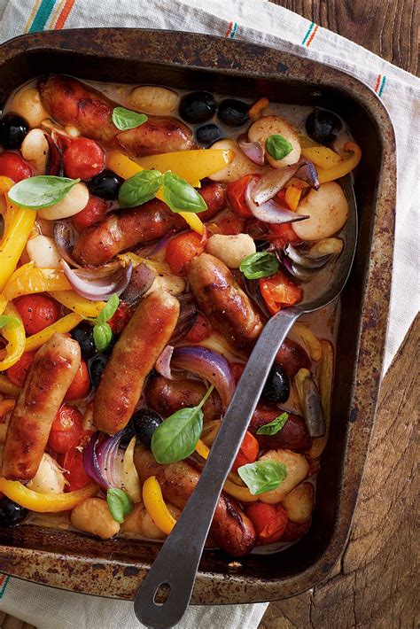 All-in-one Tuscan-style sausage bake | Fall recipes, Recipes, Tray bake ...