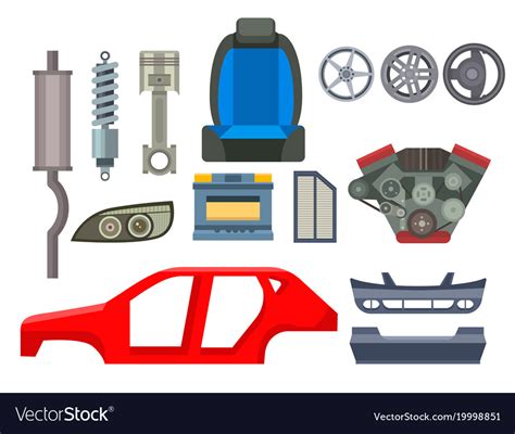 Car parts auto repair service vehicle Royalty Free Vector