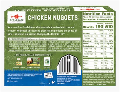 Natural - Chicken - Nuggets Back - Nutrition Facts, HD Png Download ...