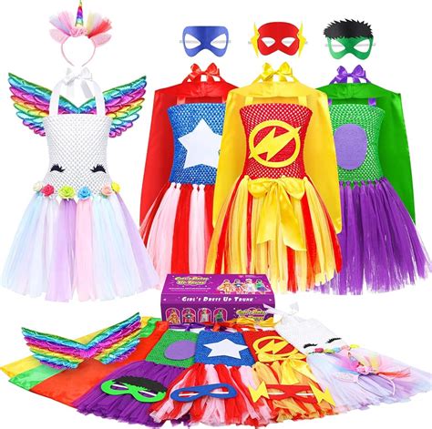 Fedio Girls Princess Dress Up Trunk Pretend Play Costume Set Super Girl ...