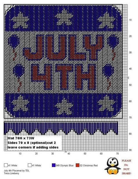 JULY 4TH PLACEMAT by TDL | Plastic canvas patterns, Plastic canvas stitches, Plastic canvas ...