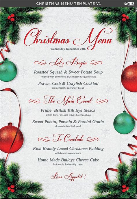 Christmas Menu Template V1 | Christmas menu design, Christmas menu, Christmas lunch menu