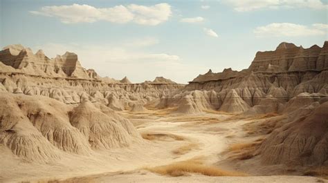 Premium AI Image | A photo of a badlands terrain with eroded cliffs ...