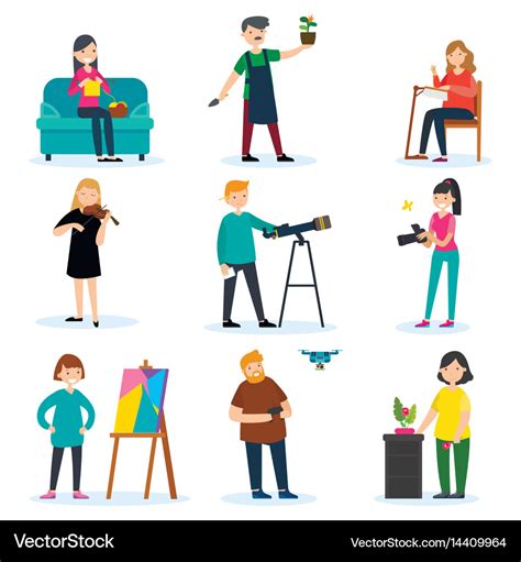 Adult people hobbies set Royalty Free Vector Image