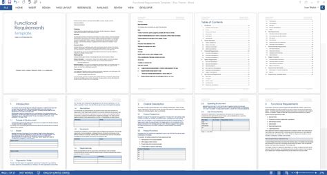 Functional Requirements Specification – MS Word & Excel Template