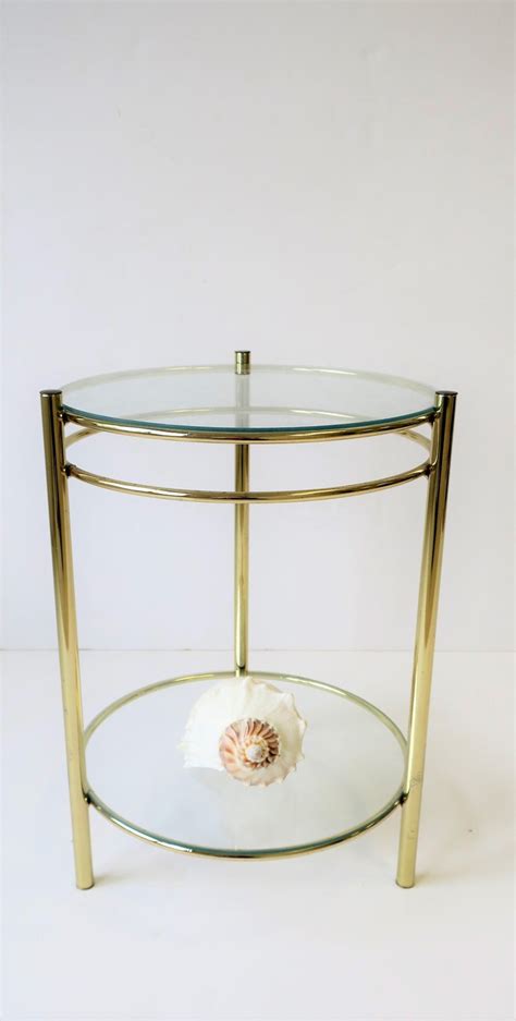 Round Brass and Glass Side or Drinks Table For Sale at 1stDibs