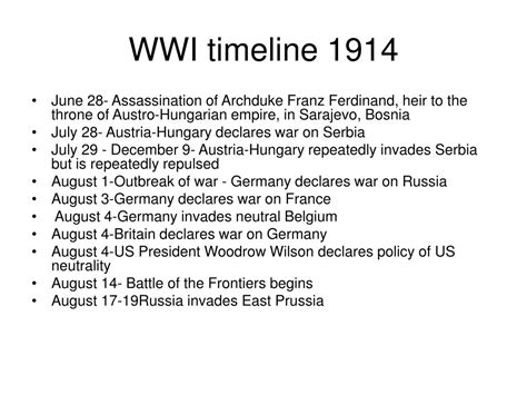 PPT - WWI major events and timeline PowerPoint Presentation, free ...