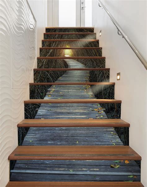 3D Bare Trees Wood Path 1557 Stair Risers | AJ Wallpaper | Stairs, Stair risers, Wood path