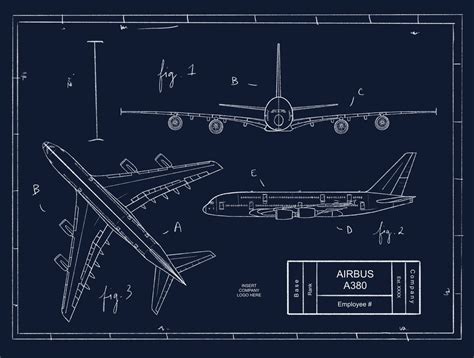 Customizable Airbus A380 Blueprint Illustration | Etsy