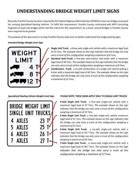 Understanding Bridge Weight Limit Signs (PDF) - DocsLib