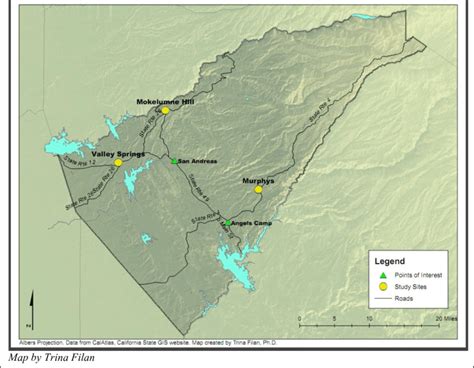 1. Map of Calaveras County showing case study locations | Download ...