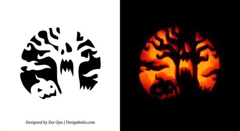 10 Free Printable Scary Pumpkin Carving Patterns, Stencils & Ideas 2014