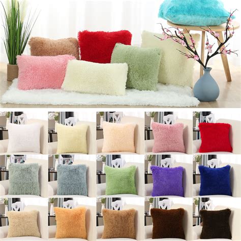 PiccoCasa Decorative Throw Pillow Cover Faux Fur Cushion Cover, Red 24 ...