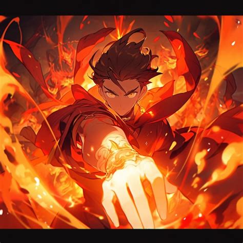 Premium AI Image | anime character with fire and flames in the background generative ai