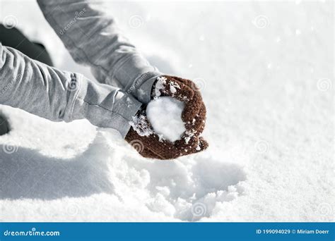 Woman Forming a Snowball for a Funny Fight, Winter Game in the Snow Stock Image - Image of game ...