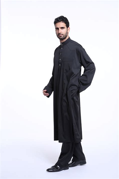 Men Muslim Fashion Kaftan Long Sleeve Robe Arab Loose Abaya Galabia Dress Thobe | eBay