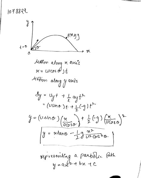 Derive the equation of the path of projectile.