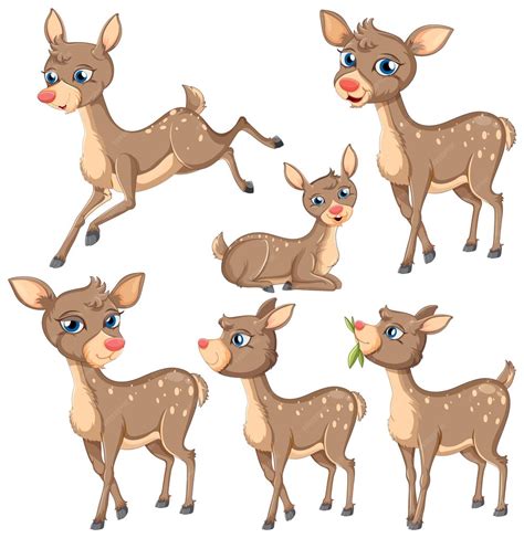 Premium Vector | Collection of Cartoon Deer Characters