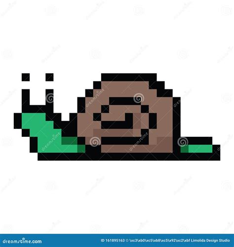 Cute 8 Bit Garden Snail Vector Illustration. Garden Mollusk Pixel Art. Retro Game Bug Sprite ...