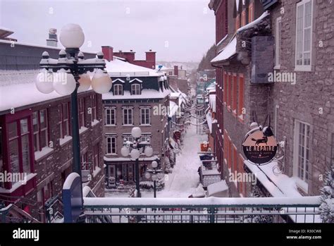 Quartier Petit Champlain on Rue du Petit Champlain in Winter With Snow ...