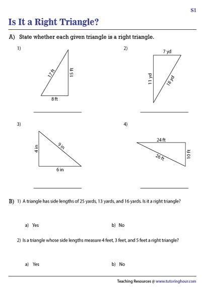 Converse of the Pythagorean Theorem Worksheets