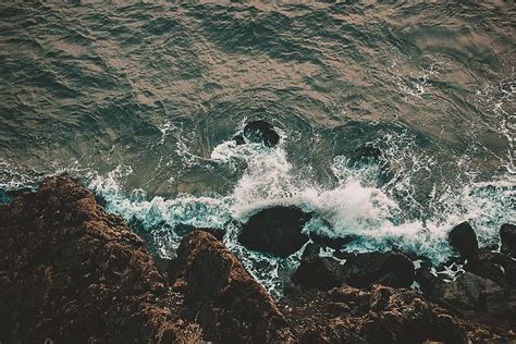 HD wallpaper: Top View Photo of Rocky Shore, 4k wallpaper, bay, bird's eye view | Wallpaper Flare