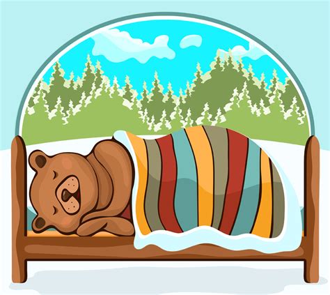 Bear Hibernating Inside Cave Cartoon | PeepsBurgh.Com