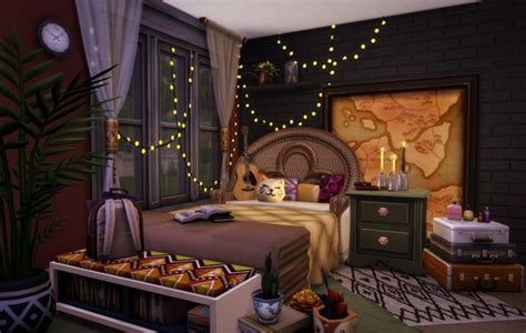 Cozy boho bedroom ☕🕯📖: Sims4 | Sims house, Sims 4 bedroom, Cozy boho bedroom