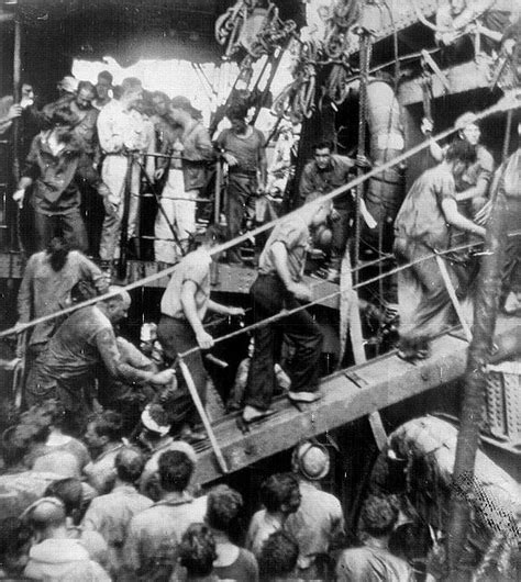 [Photo] Survivors of USS Helena being transferred from destroyer USS ...