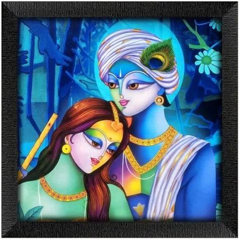 Black Synthetic Wood Beautiful Radha Krishna Love Modern Art (Wall ...