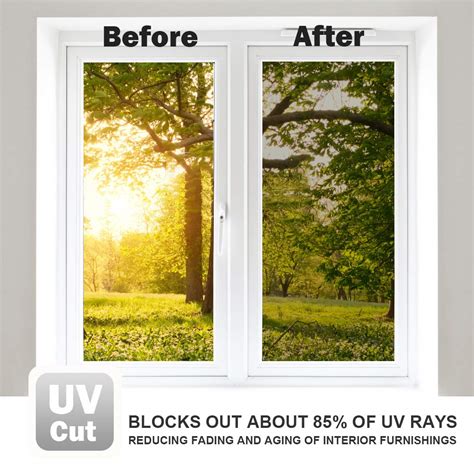 Window Film One Way Mirror Film Daytime Privacy Static Non-Adhesive Decorative Heat Control Anti ...