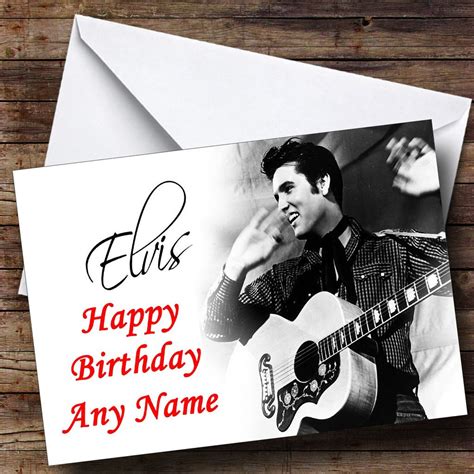 Elvis Presley Black & White Personalised Birthday Card - The Card Zoo