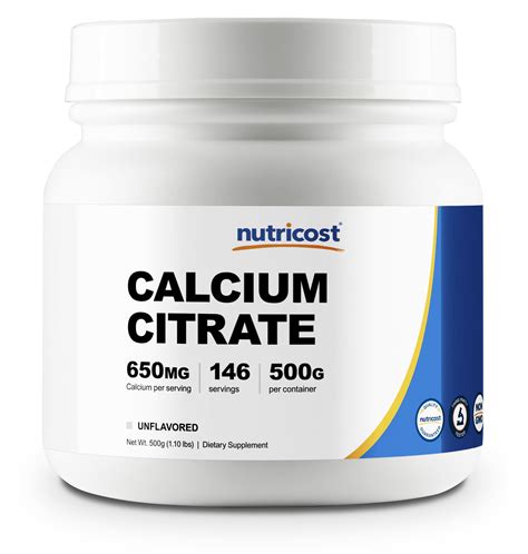 Nutricost Pure Calcium Citrate Powder 500 Grams (Unflavored) - Non-GMO & Gluten Free - Walmart ...