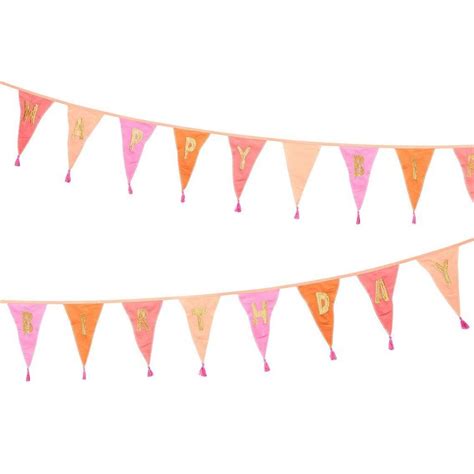 Happy Birthday Pink Cotton Bunting By Chapel Cards