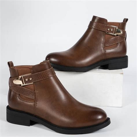 Womens Ankle Boots And Booties Zip Side Brown Chelsea Boots | Save Money On Temu | Temu