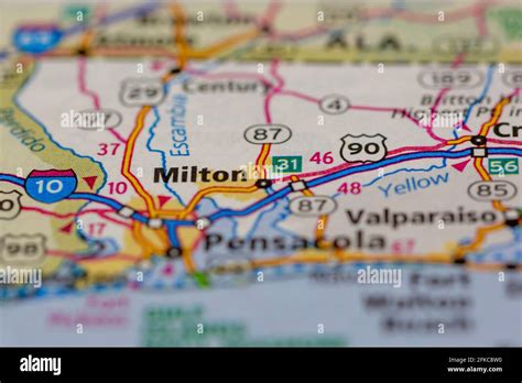 Milton Florida USA Shown on a geography map or road map Stock Photo - Alamy