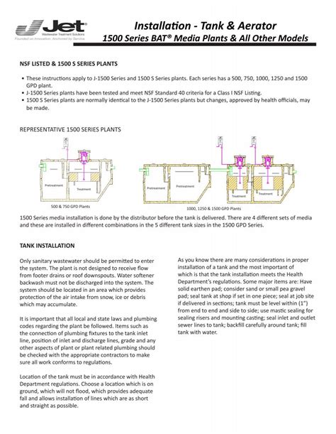 Installation - Tank & Aerator - Jet, Inc.