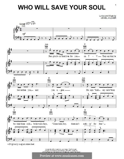 Who Will Save Your Soul (Jewel) by J. Kilcher - sheet music on MusicaNeo