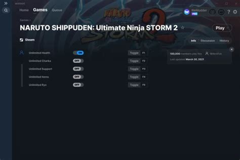 NARUTO SHIPPUDEN: Ultimate Ninja STORM 2 Cheats and Trainers for PC - WeMod