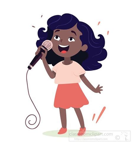 Music Clipart-cute young african american girl holding a microphone and ...