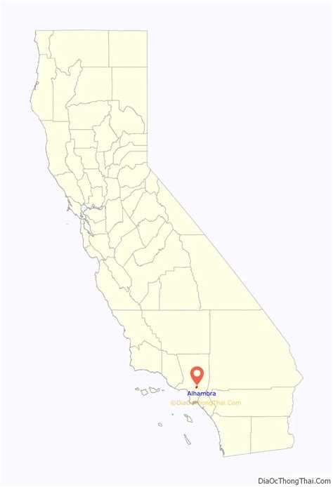 Map of Alhambra city, California - Thong Thai Real