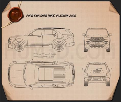 Ford Explorer Platinum 2019 Blueprint - Hum3D