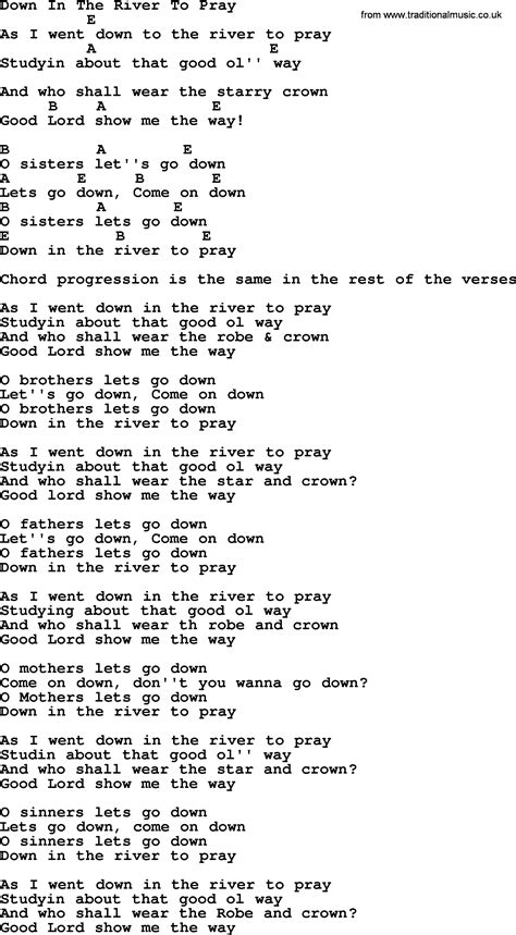 Down In The River To Pray - Bluegrass lyrics with chords