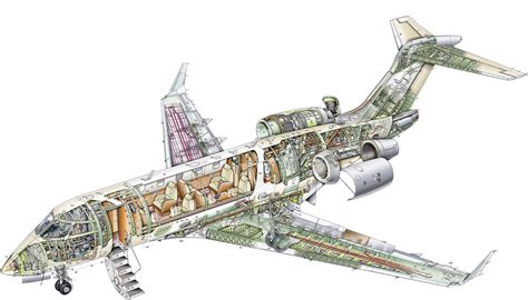 Bombardier Challenger 300 Cutaway Drawing in High quality