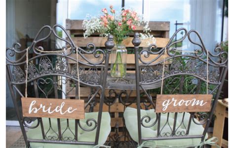 Wooden Bride and Groom Wedding Chair Back Signs ~ DIY Possibility | The Apothecary Bee Wedding ...