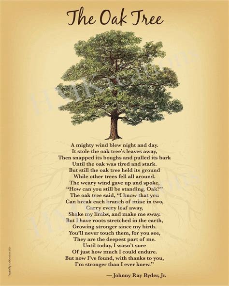 Oak Tree Poem Art Print Inspirational Tree of Life Wall Art Printable Download Nature Lover ...