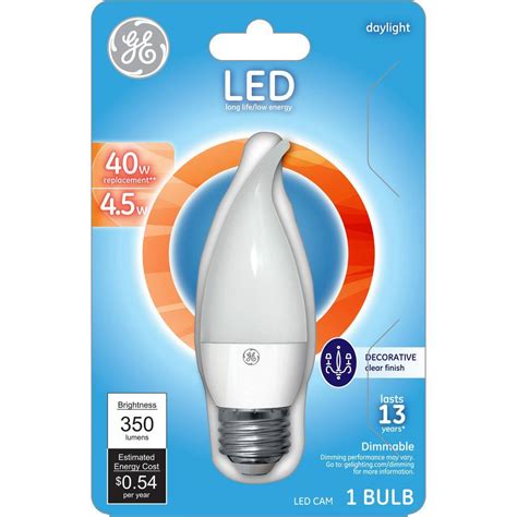 GE 40W Equivalent Daylight (5000K) CAM Frost Dimmable LED Light Bulb-23706 - The Home Depot